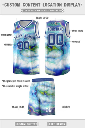 Custom Royal White Pattern Tie Dye Sports Uniform Basketball Jersey