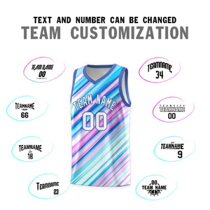 Custom Light Blue White-Purple Pattern Tie Dye Sports Uniform Basketball Jersey