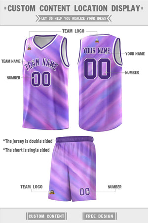 Custom Purple White Pattern Tie Dye Sports Uniform Basketball Jersey