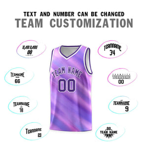 Custom Purple White Pattern Tie Dye Sports Uniform Basketball Jersey