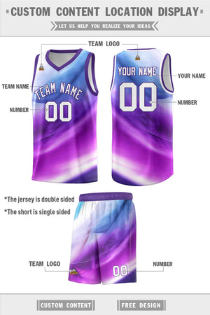 Custom Purple White Pattern Tie Dye Sports Uniform Basketball Jersey