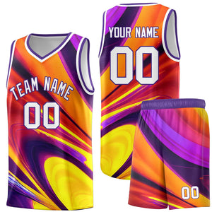 Custom Purple White Pattern Tie Dye Sports Uniform Basketball Jersey