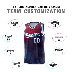 Custom Red White-Royal Pattern Tie Dye Sports Uniform Basketball Jersey