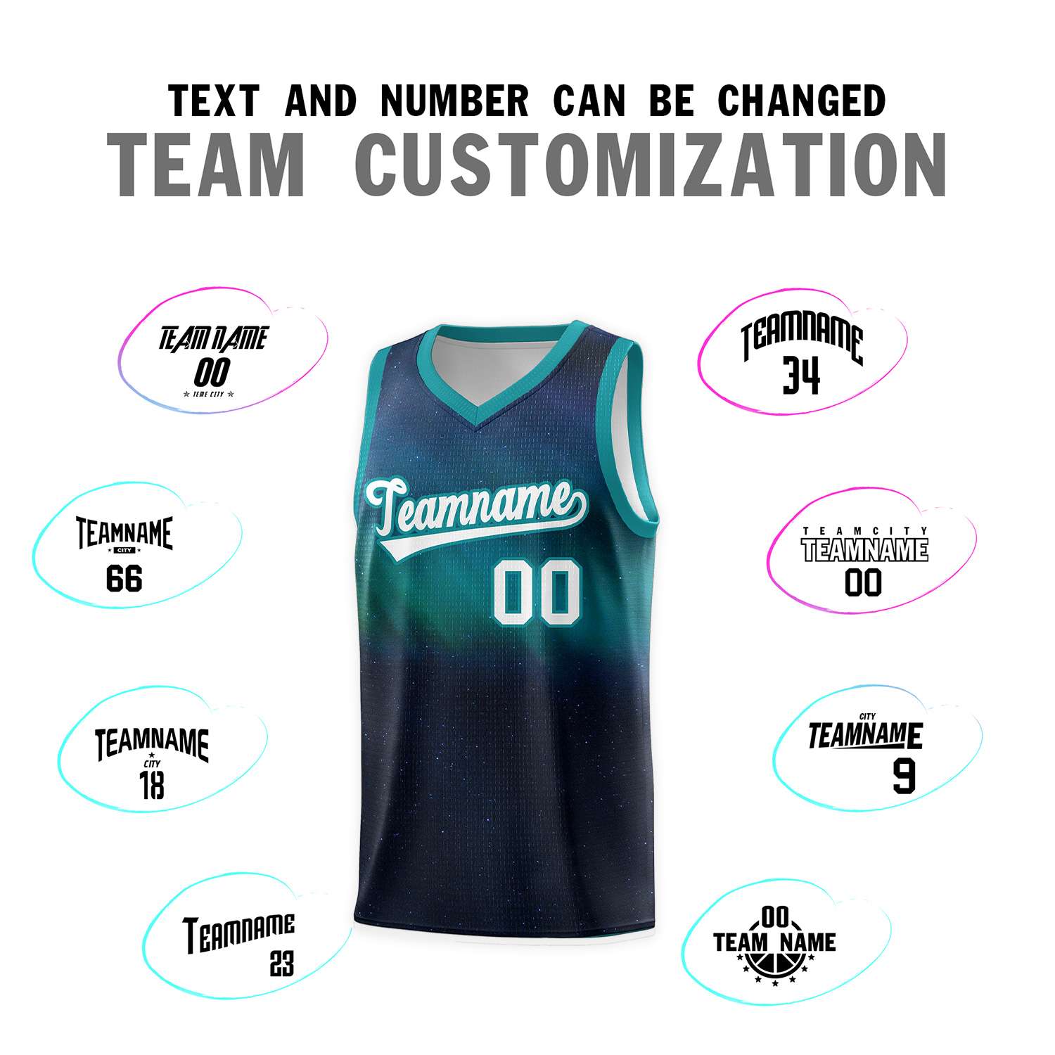 Custom Teal White Pattern Tie Dye Sports Uniform Basketball Jersey