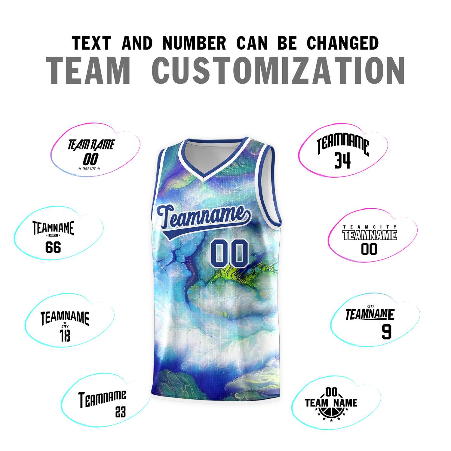 Custom Royal White Pattern Tie Dye Sports Uniform Basketball Jersey