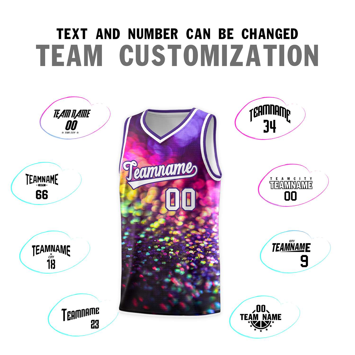 Custom Purple White Pattern Tie Dye Sports Uniform Basketball Jersey