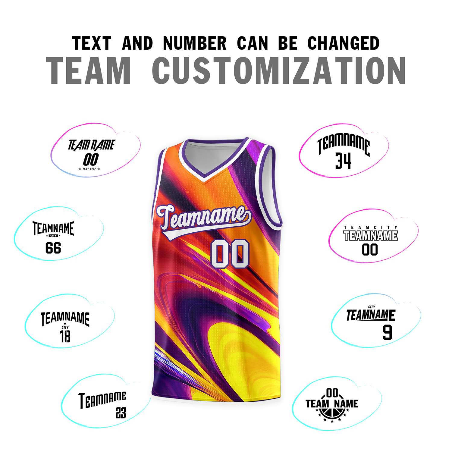 Custom Purple White Pattern Tie Dye Sports Uniform Basketball Jersey