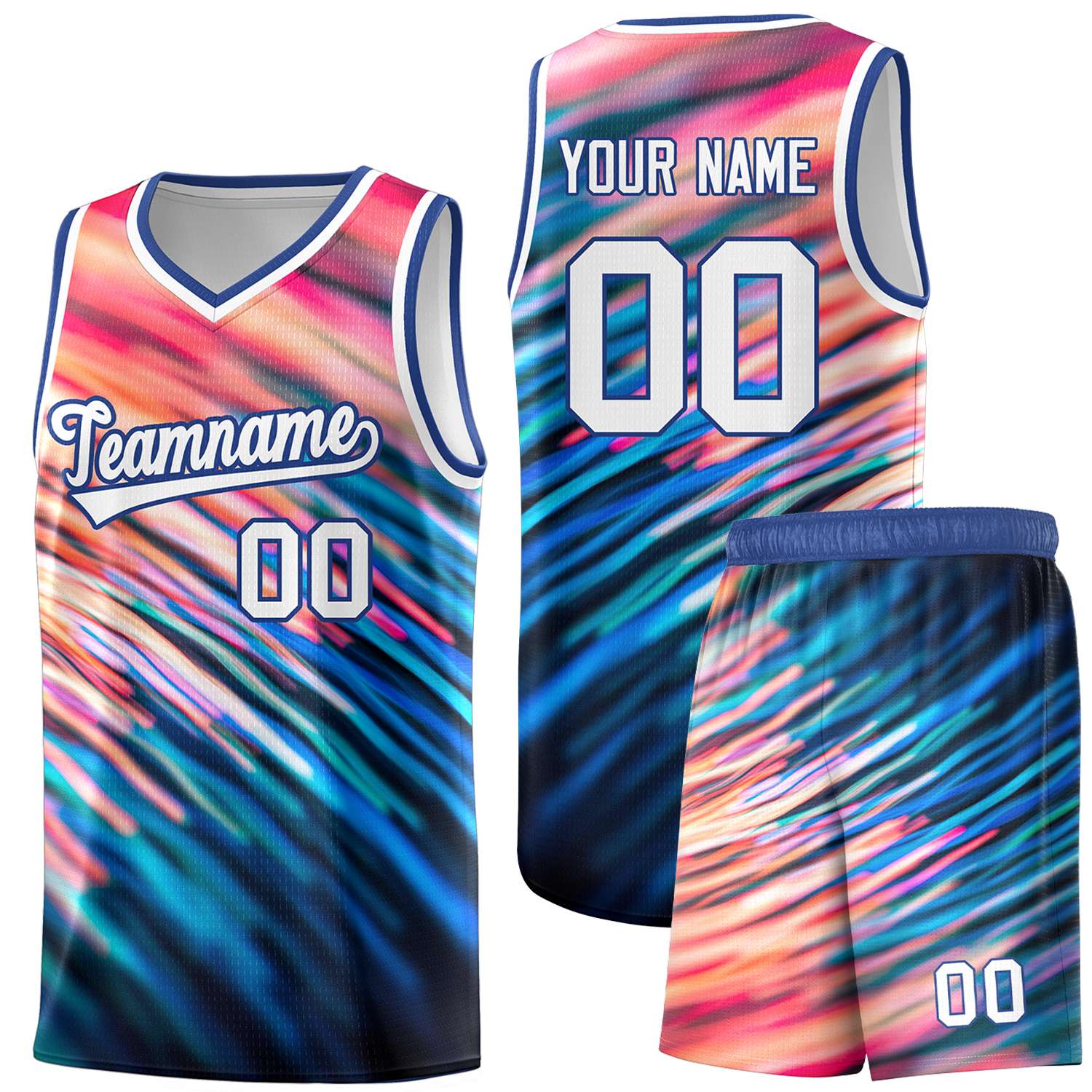 Custom Royal White Pattern Tie Dye Sports Uniform Basketball Jersey