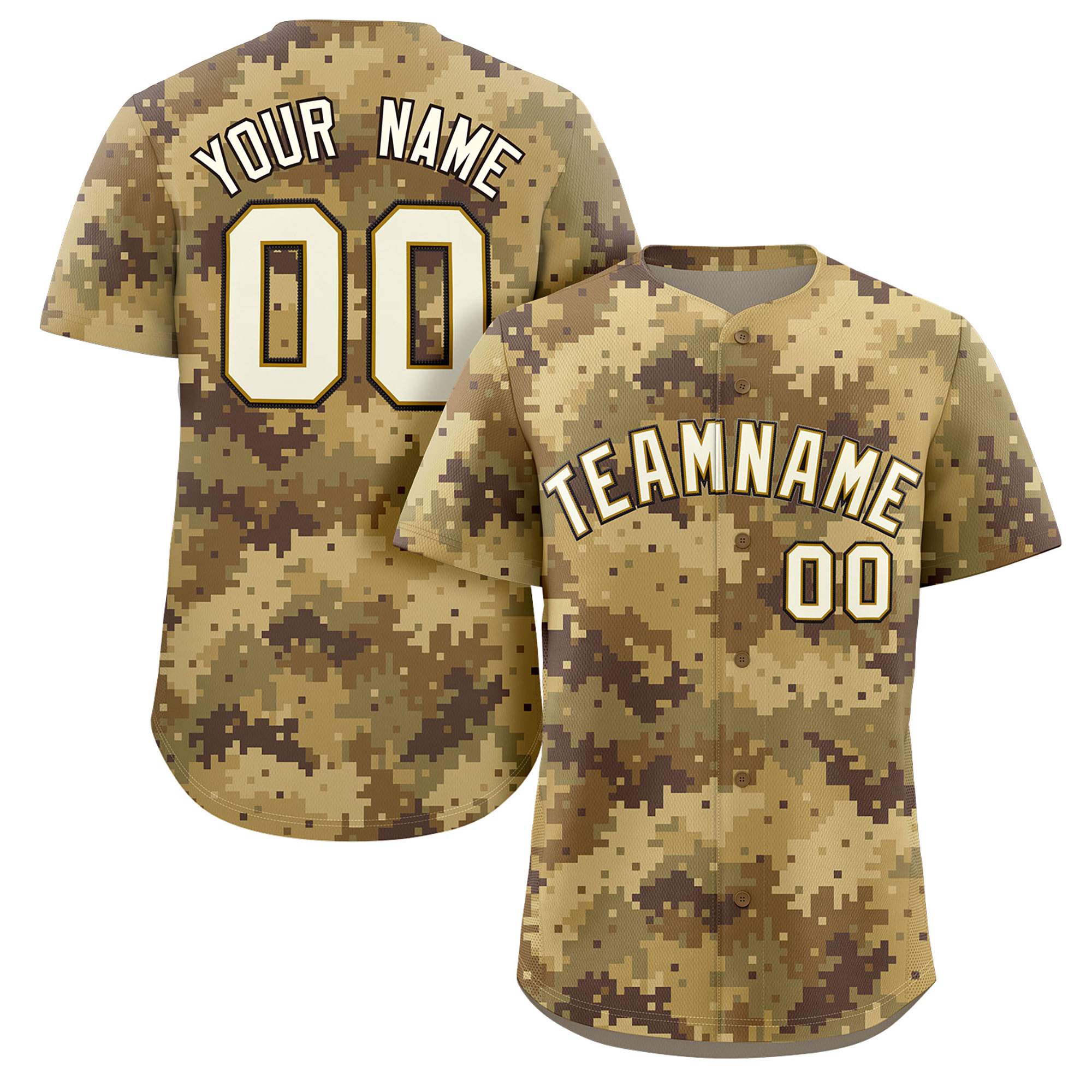 Custom Camo White Old Gold-Black Authentic Baseball Jersey