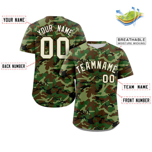 Custom Camo White Green-Brown Authentic Baseball Jersey