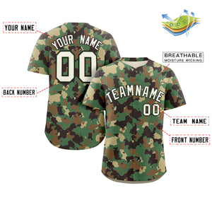 Custom Camo White Brown Authentic Baseball Jersey