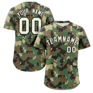 Custom Camo White Brown Authentic Baseball Jersey