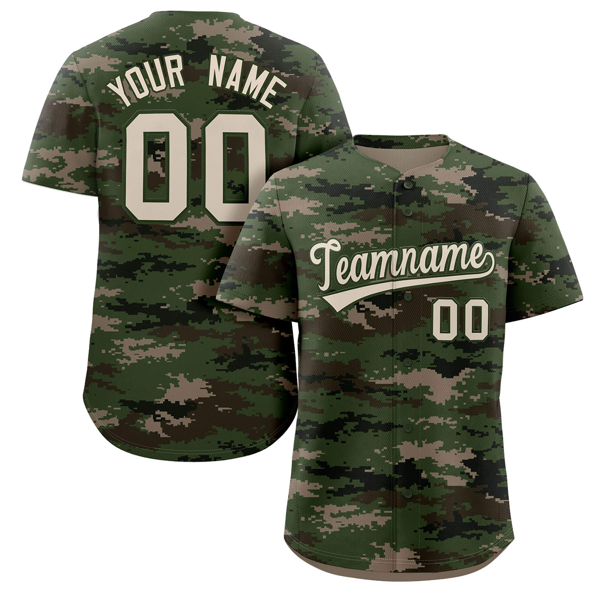 Custom Camo White Green Authentic Baseball Jersey