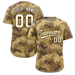 Custom Camo White Old Gold-Black Authentic Baseball Jersey