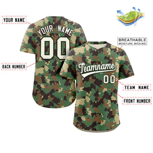 Custom Camo White Brown Authentic Baseball Jersey