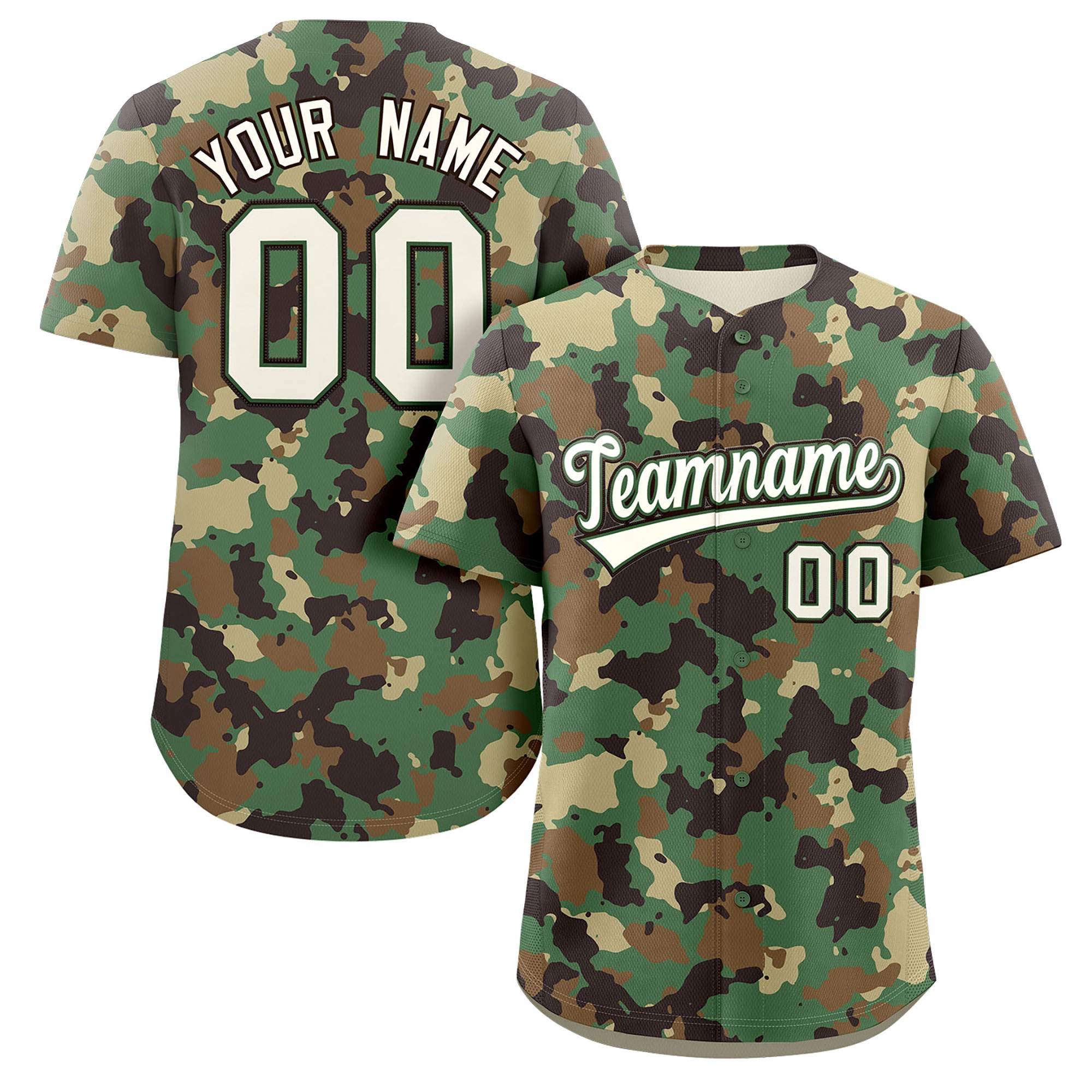 Custom Camo White Brown Authentic Baseball Jersey