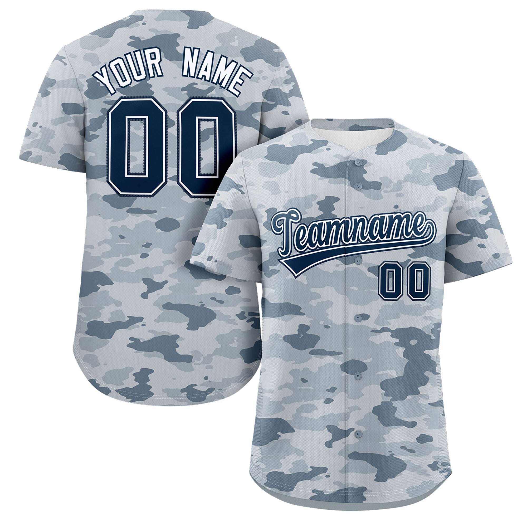 Custom Camo Navy White Authentic Baseball Jersey