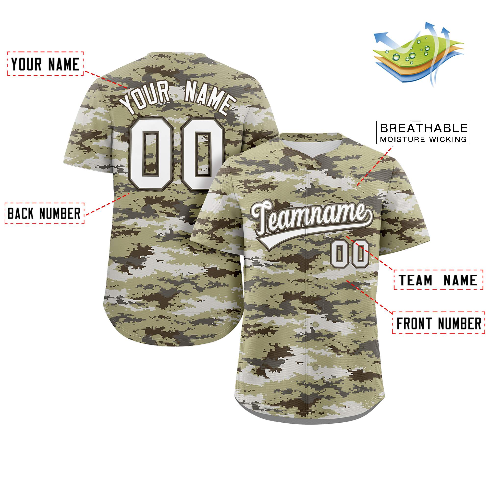 Custom Camo White Gray-Brown Authentic Baseball Jersey