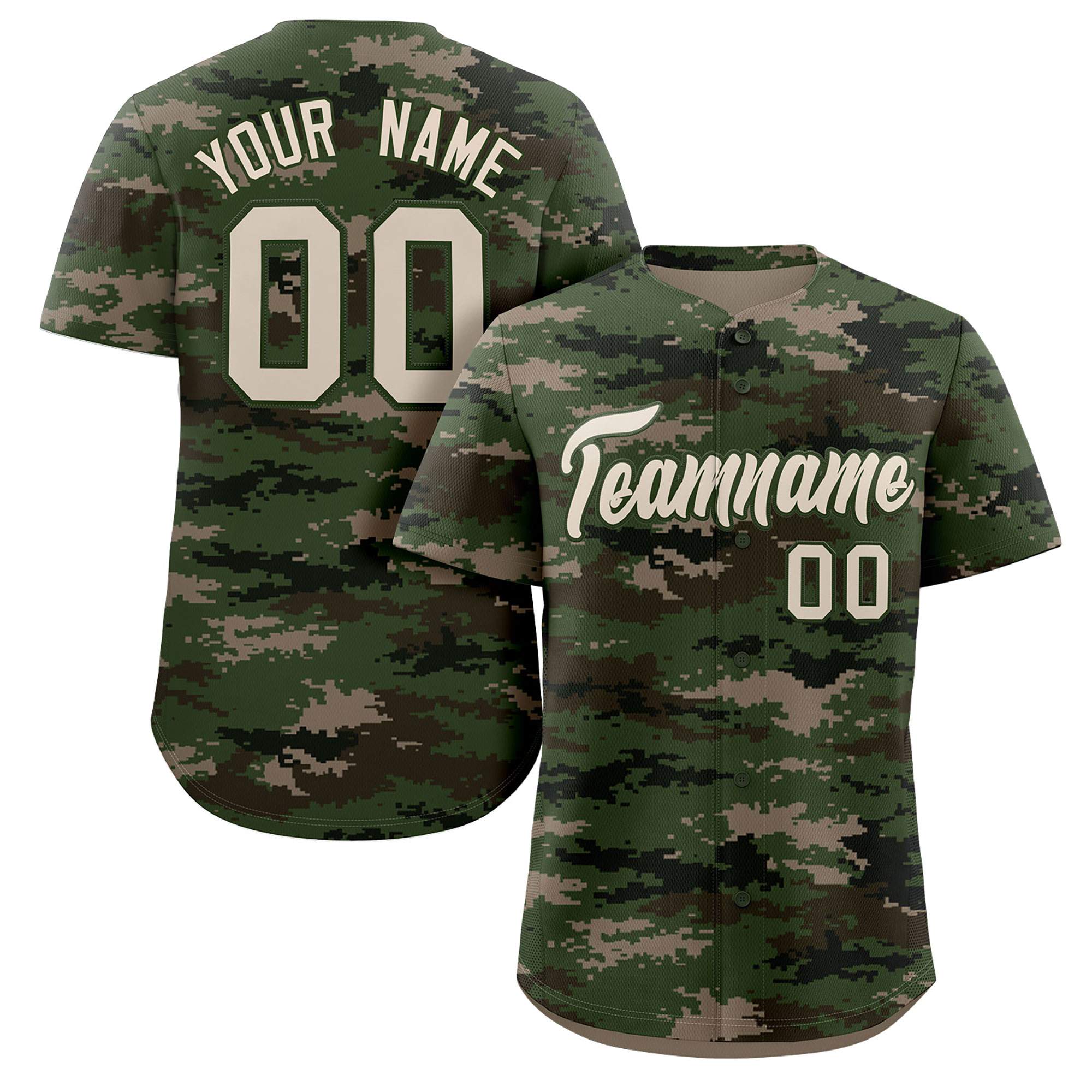 Custom Camo White Green Authentic Baseball Jersey