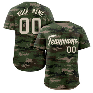 Custom Camo White Green Authentic Baseball Jersey