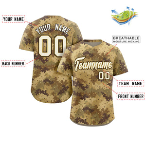 Custom Camo White Old Gold-Black Authentic Baseball Jersey