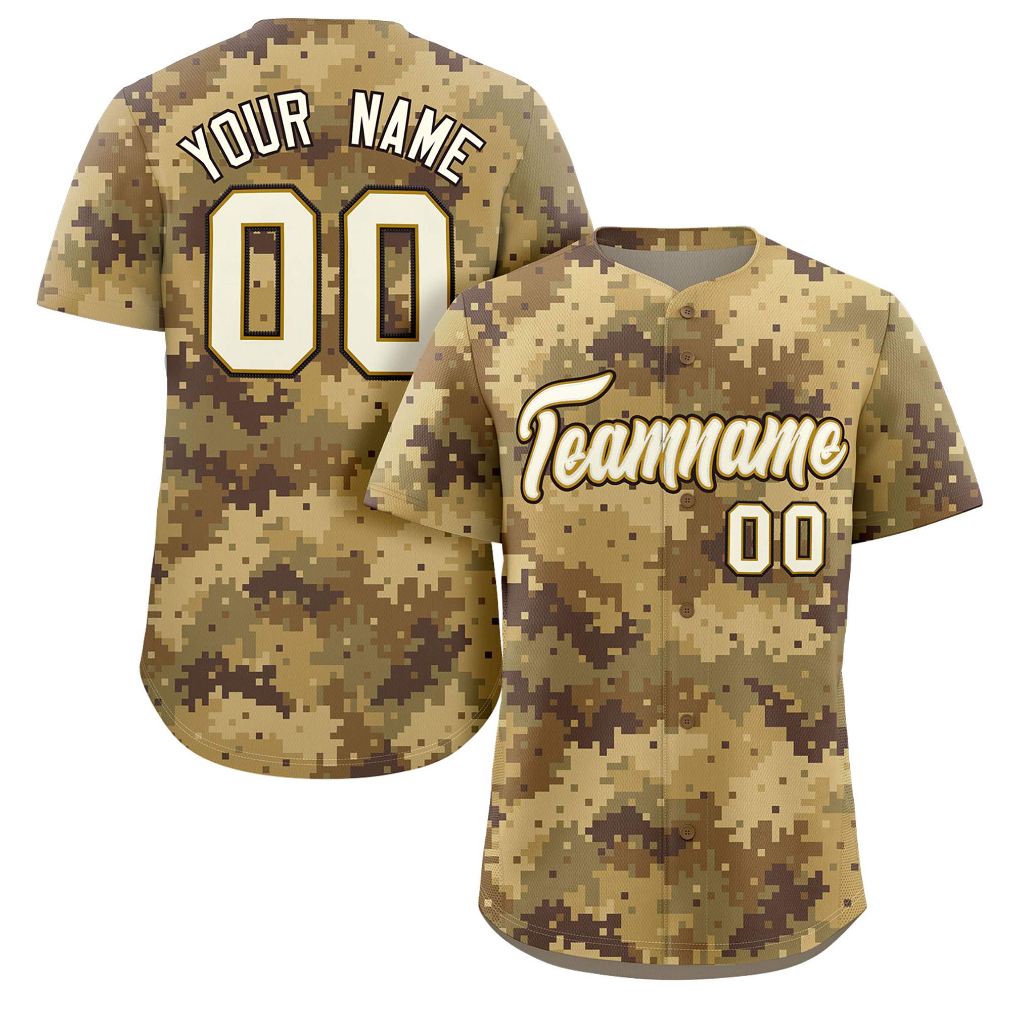 Custom Camo White Old Gold-Black Authentic Baseball Jersey