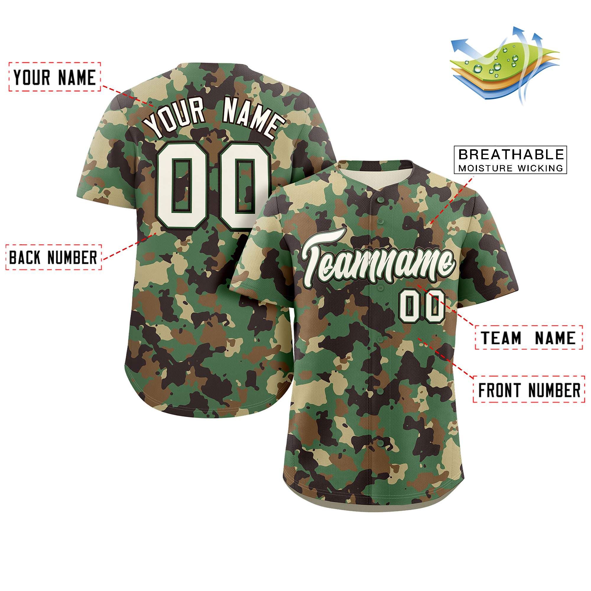 Custom Camo White Brown Authentic Baseball Jersey