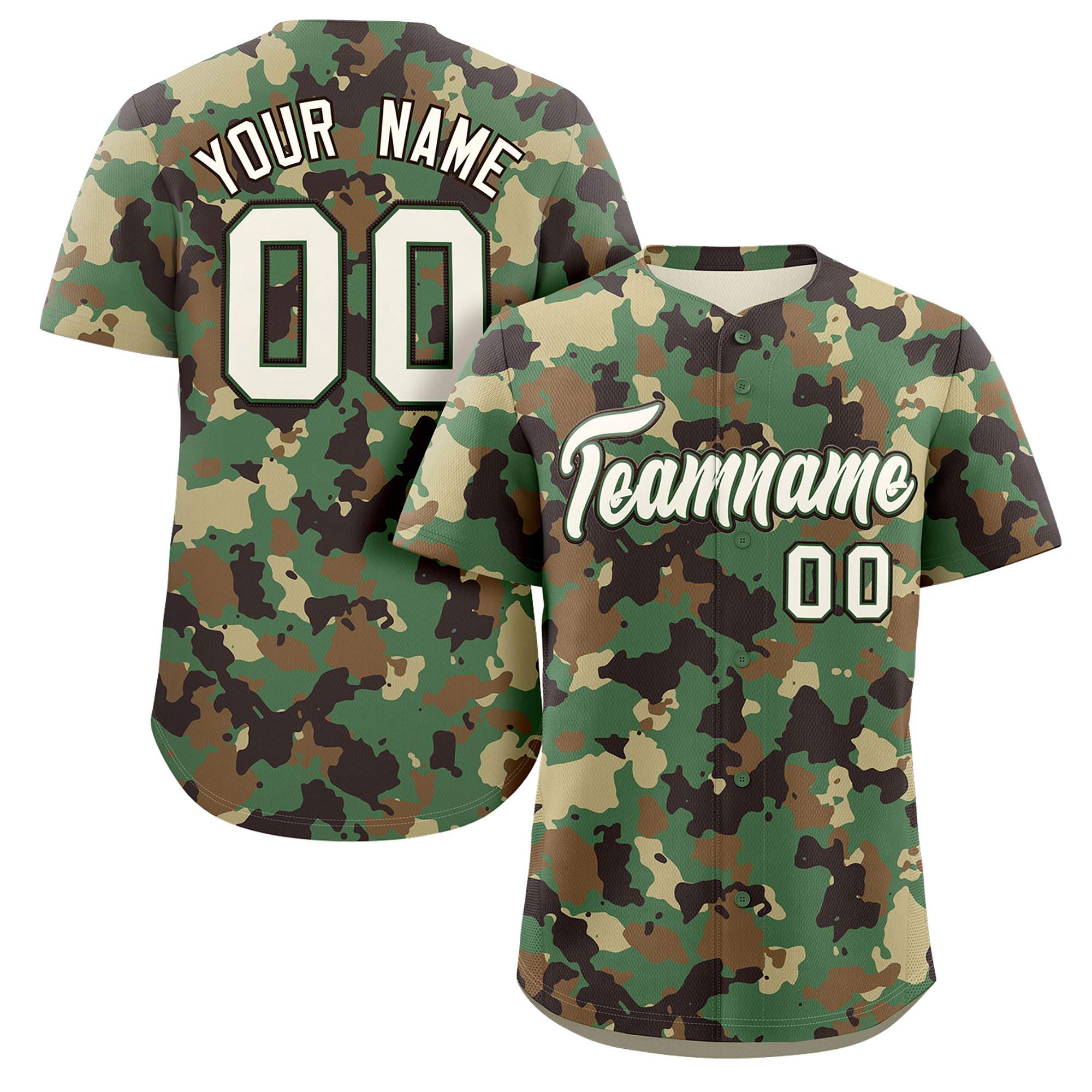 Custom Camo White Brown Authentic Baseball Jersey