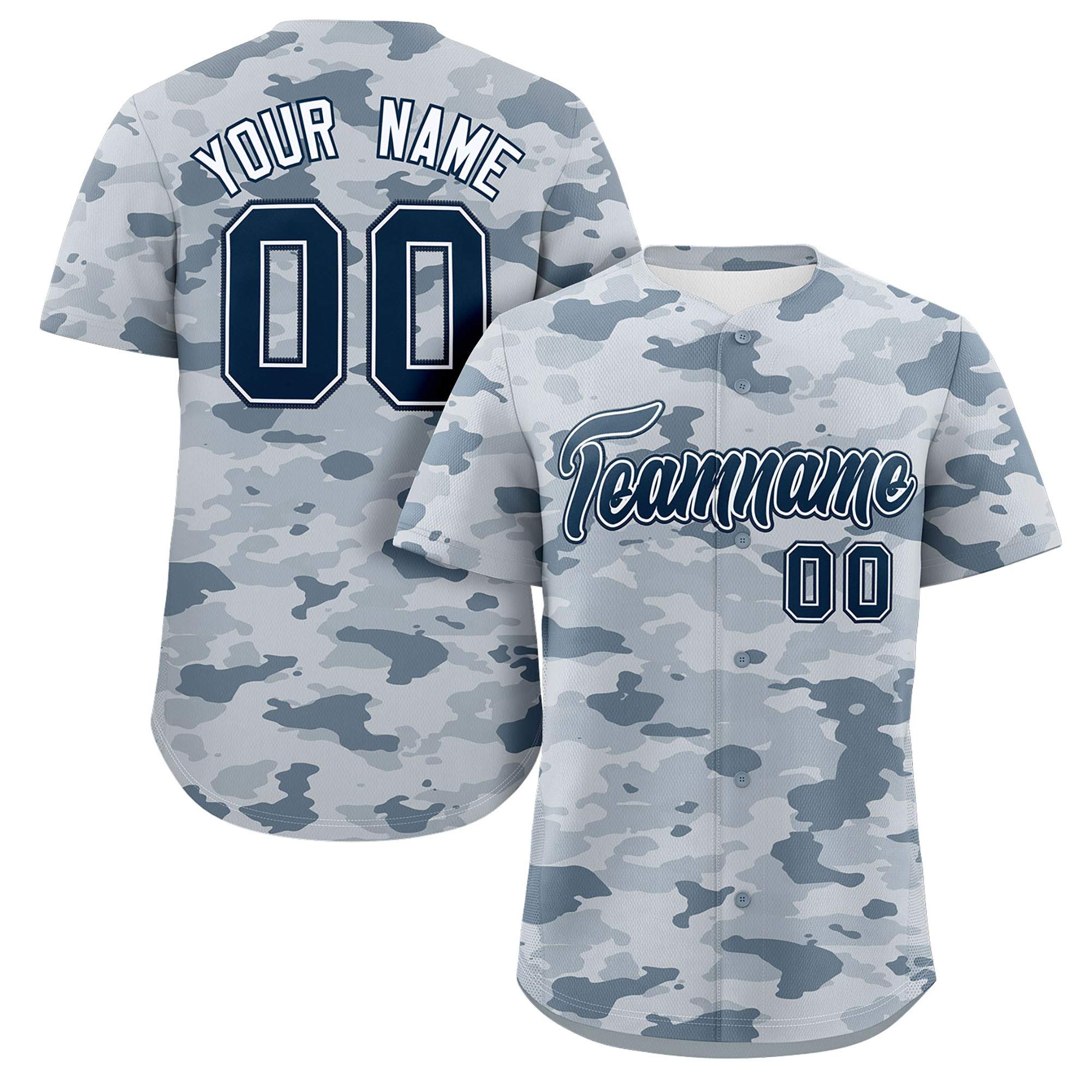 Custom Camo Navy White Authentic Baseball Jersey