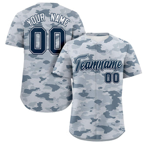 Custom Camo Navy White Authentic Baseball Jersey