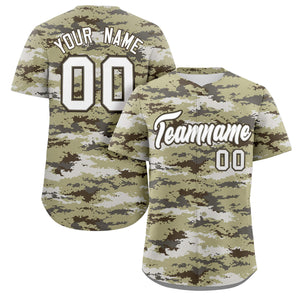 Custom Camo White Gray-Brown Authentic Baseball Jersey