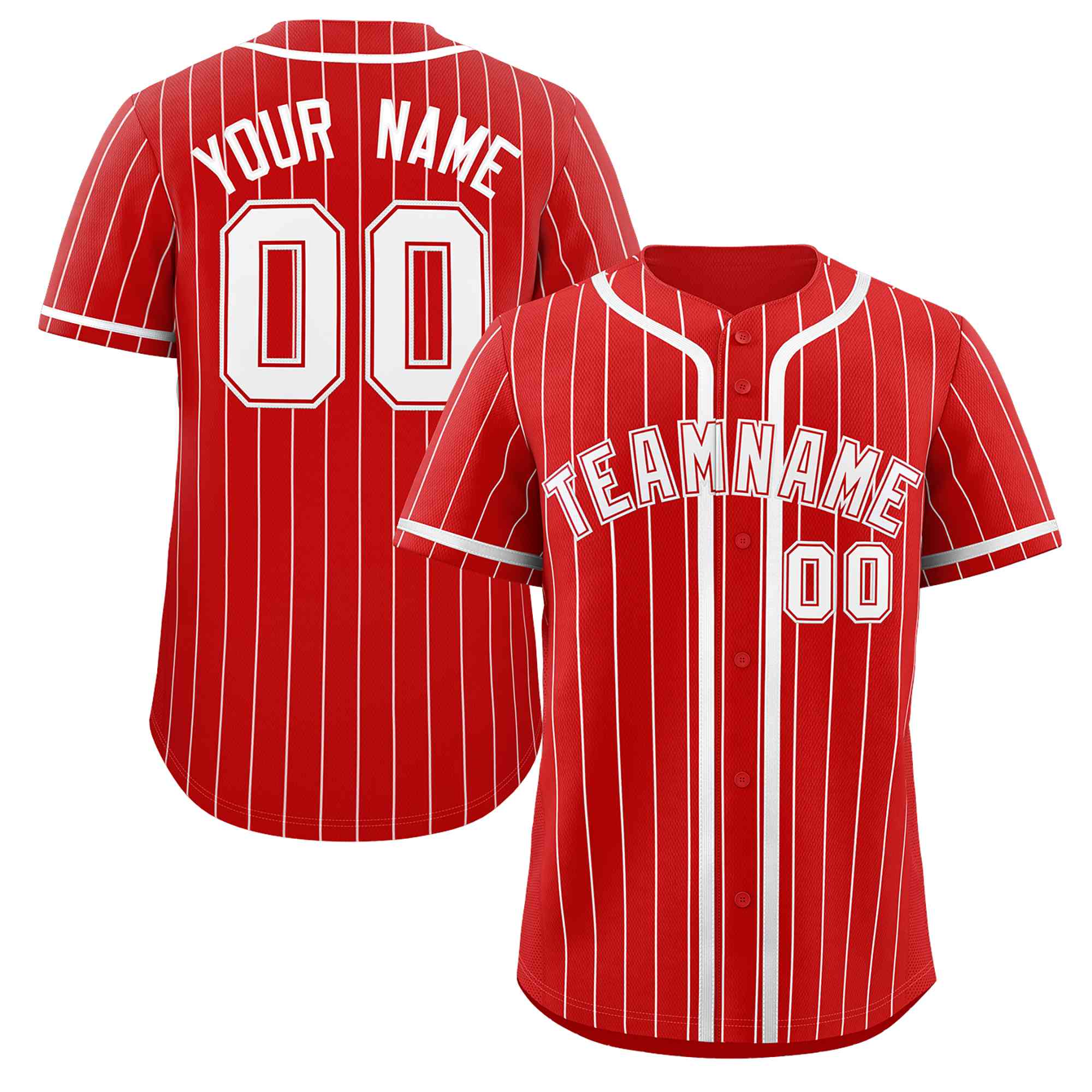 Custom Red White Stripe Fashion Design Full Button Authentic Baseball Jersey