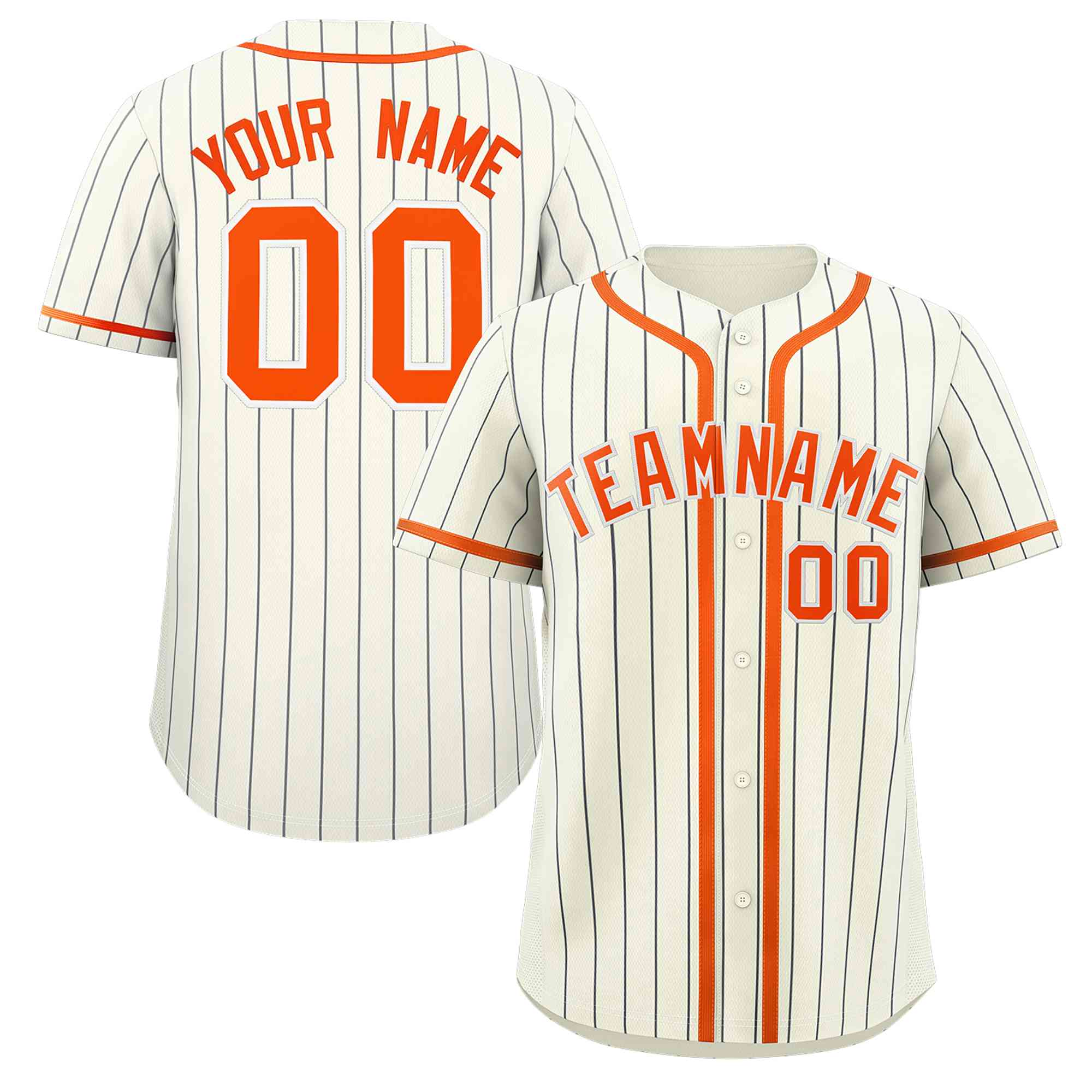 Custom Cream Orange-Black Stripe Fashion Design Full Button Authentic Baseball Jersey