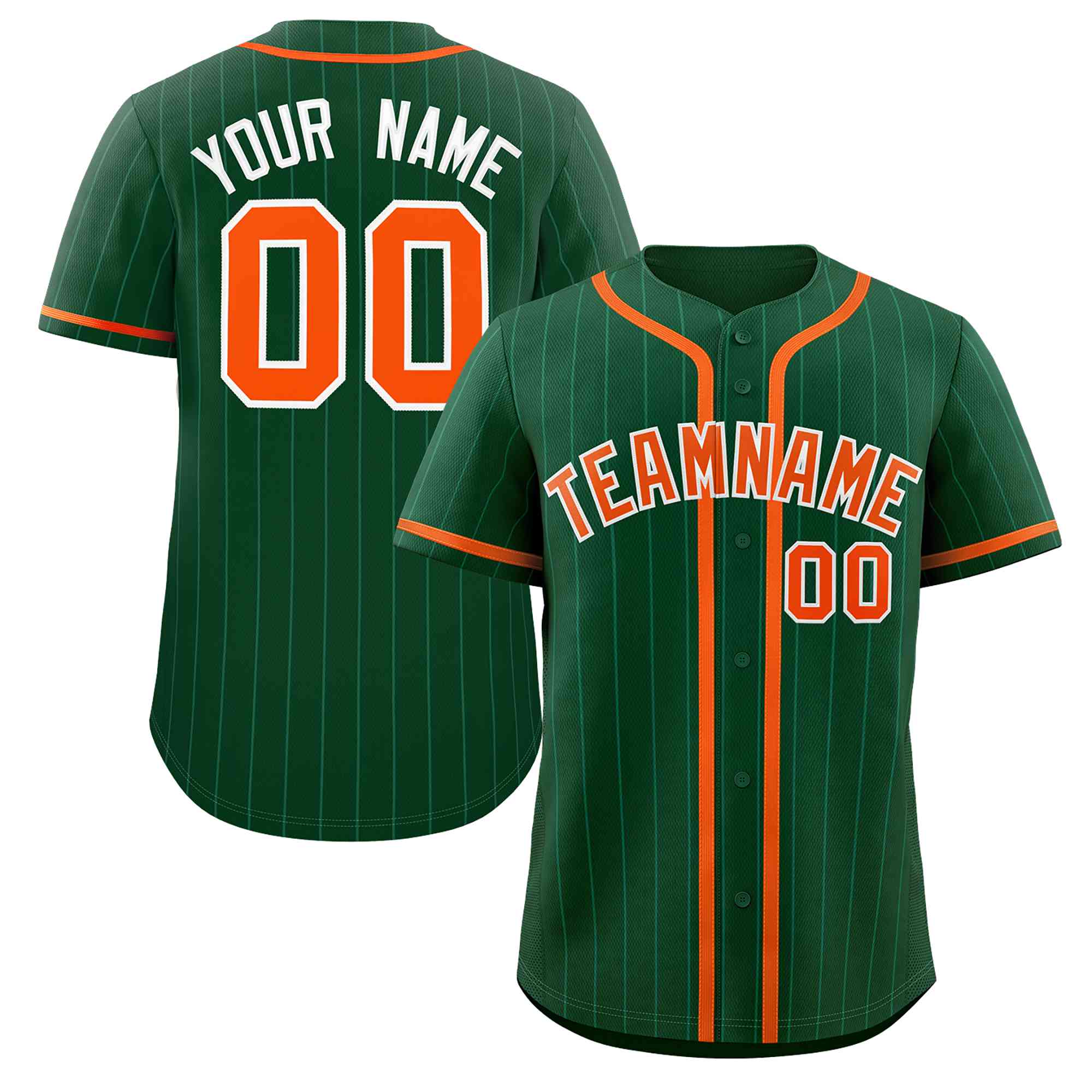 Custom Green Orange Stripe Fashion Design Full Button Authentic Baseball Jersey