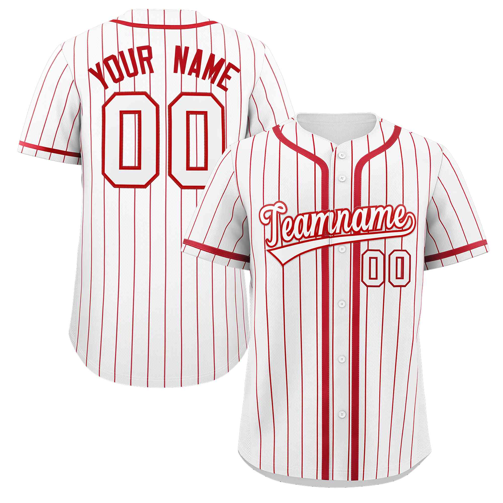 Custom White Red Stripe Fashion Design Full Button Authentic Baseball Jersey