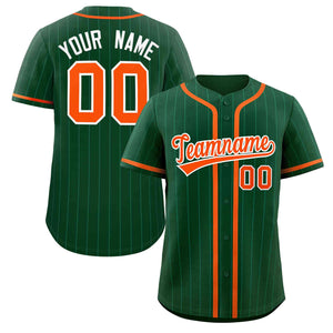 Custom Green Orange Stripe Fashion Design Full Button Authentic Baseball Jersey