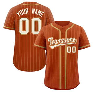 Custom Texas Orange Old Gold Stripe Fashion Design Full Button Authentic Baseball Jersey