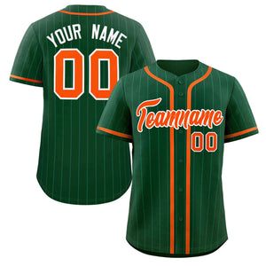 Custom Green Orange Stripe Fashion Design Full Button Authentic Baseball Jersey