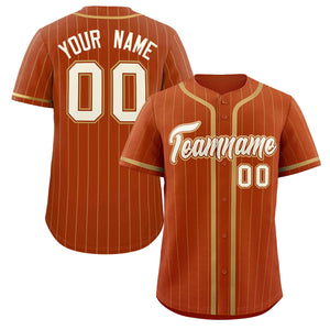 Custom Texas Orange Old Gold Stripe Fashion Design Full Button Authentic Baseball Jersey