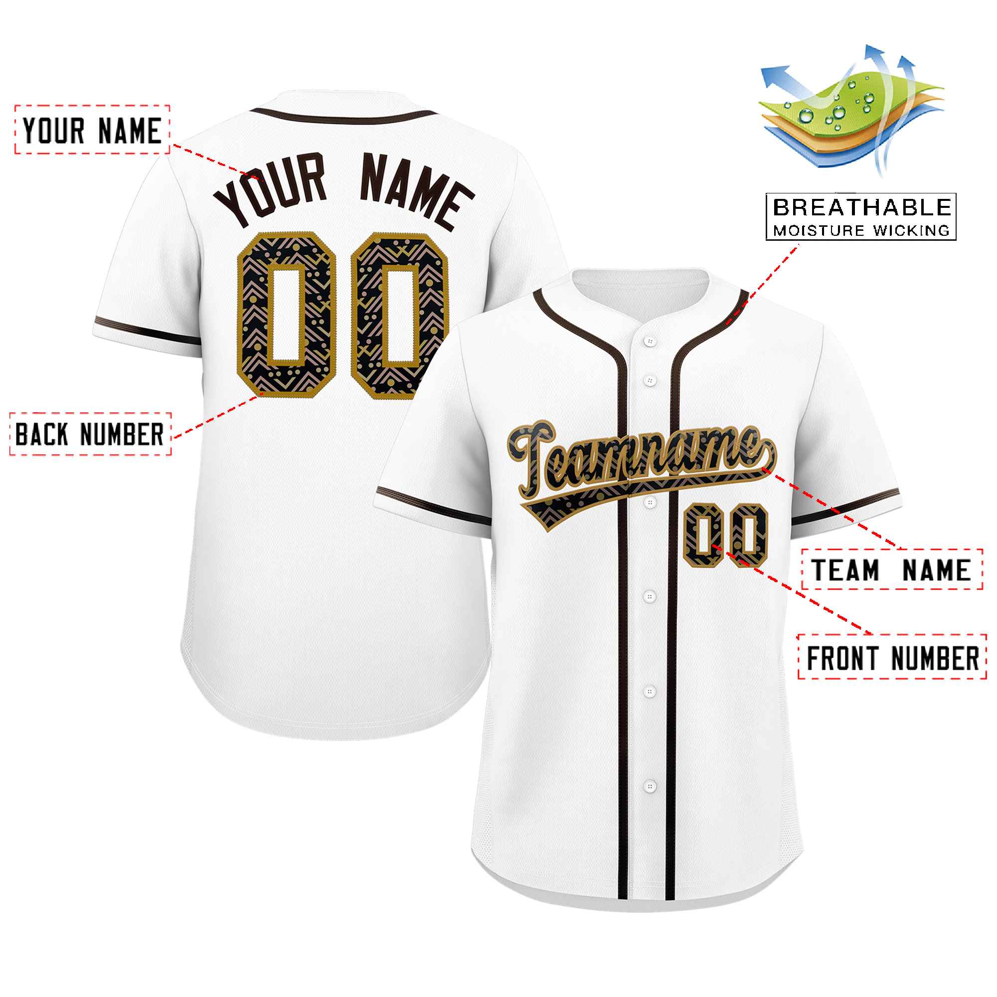 Custom Personalized Baseball Jersey Stitched Ethnic Pattern Name Number Sports Unifrom