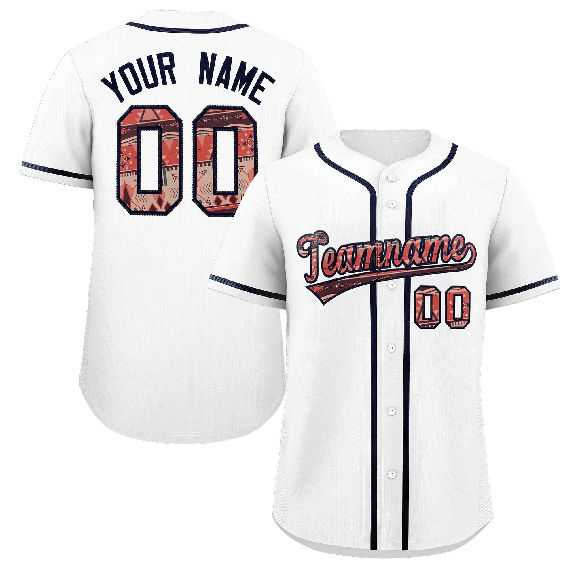 Custom Personalized Baseball Jersey Stitched Ethnic Pattern Name Number Sports Unifrom