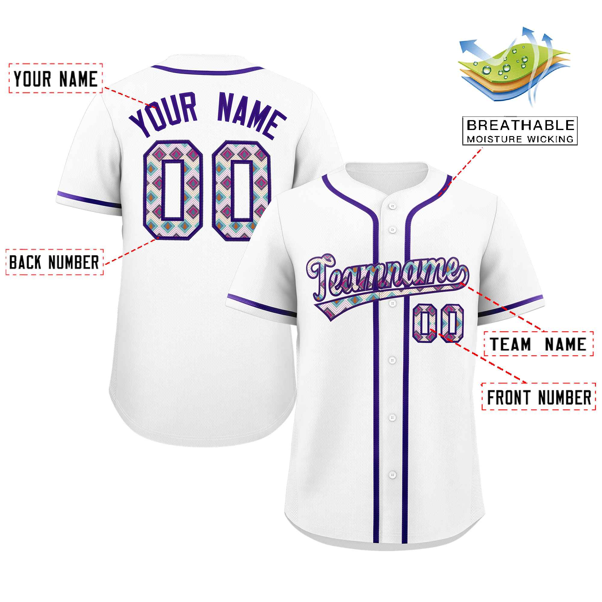 Custom Personalized Baseball Jersey Stitched Ethnic Pattern Name Number Sports Unifrom