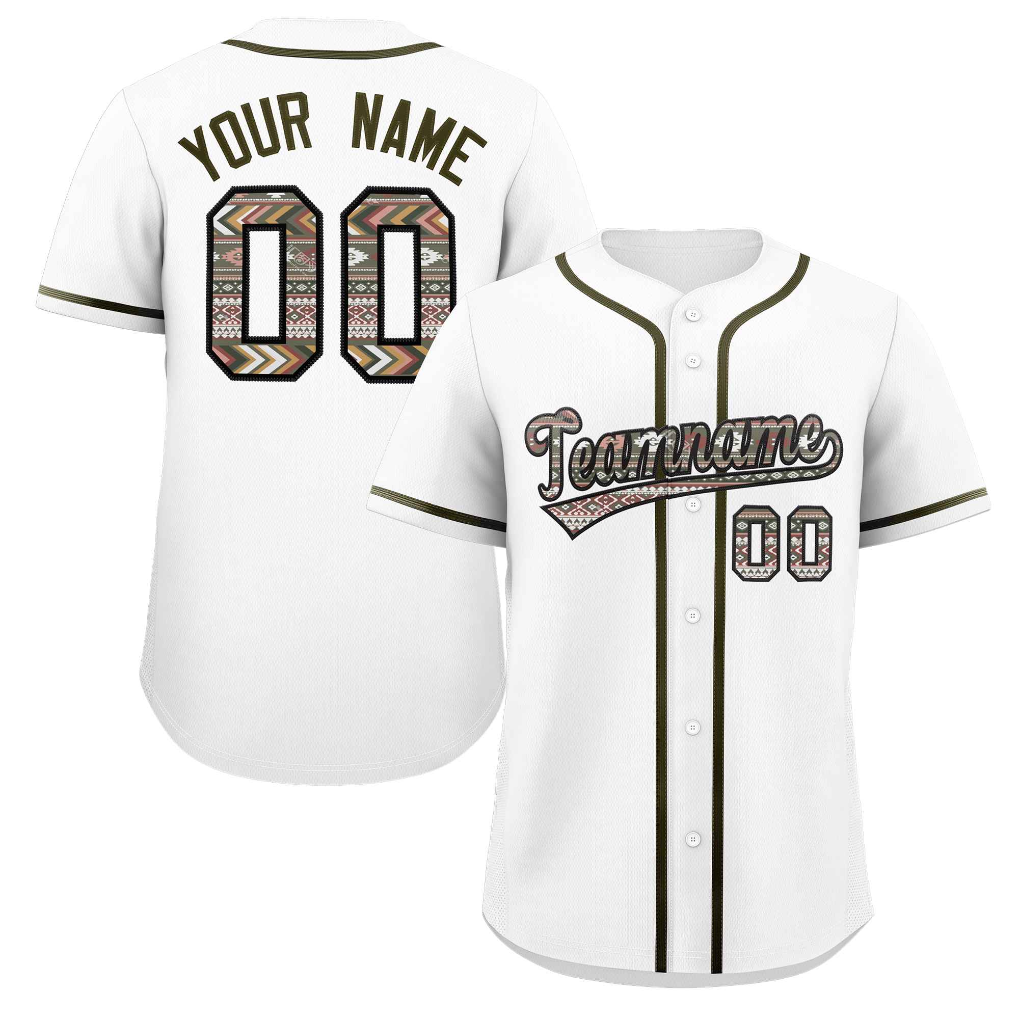 Custom Personalized Baseball Jersey Stitched Ethnic Pattern Name Number Sports Unifrom