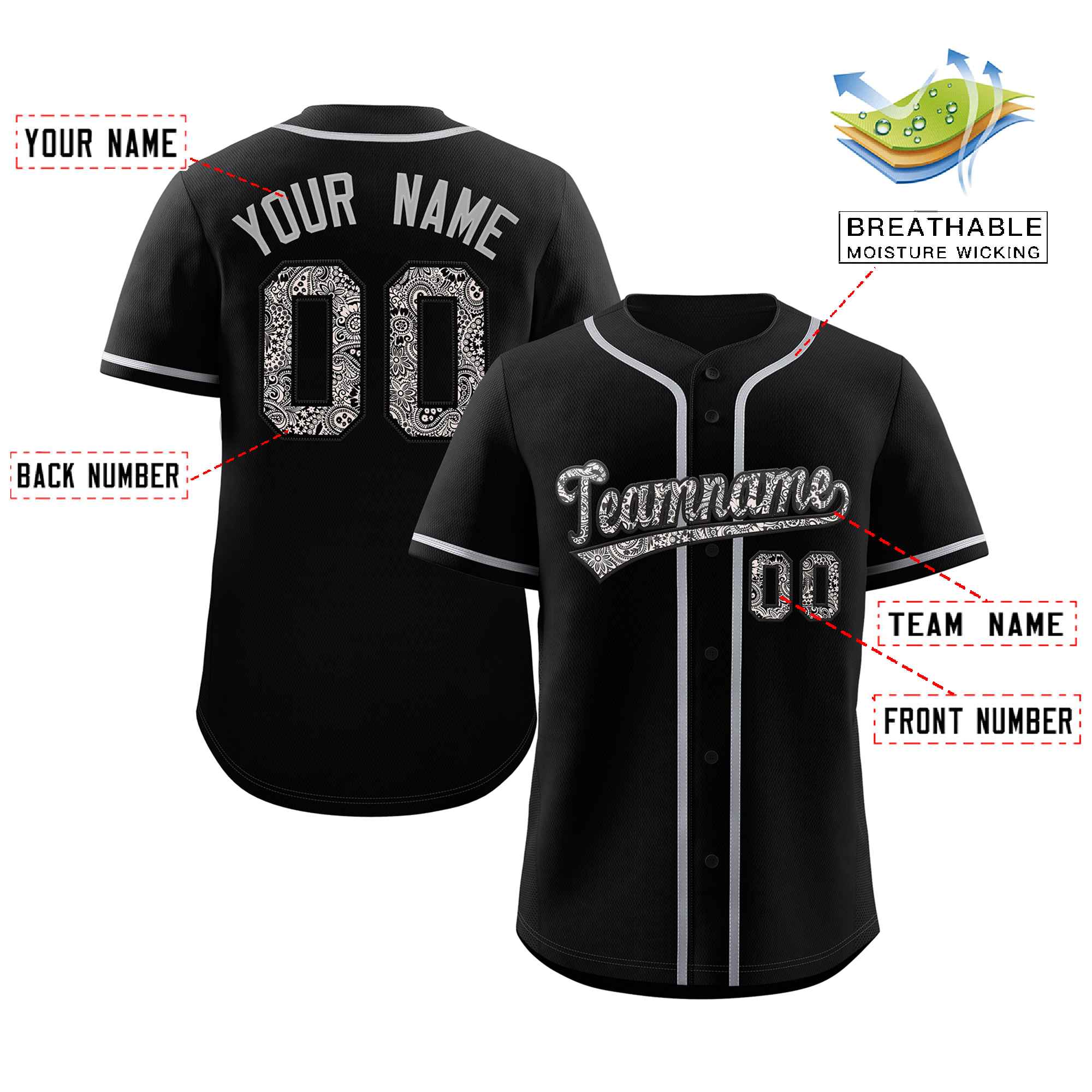 Custom Personalized Baseball Jersey Stitched Ethnic Pattern Name Number Sports Unifrom