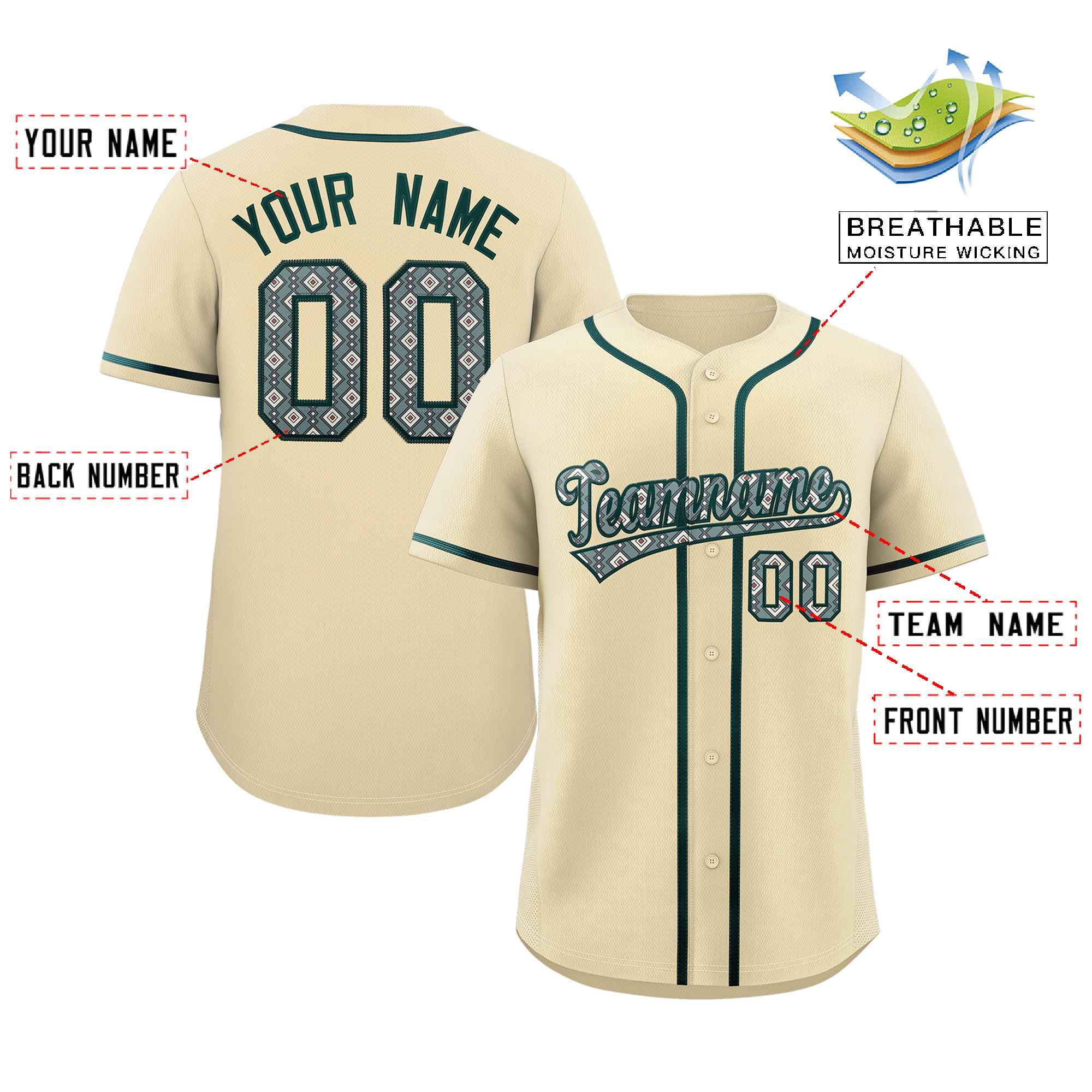 Custom Personalized Baseball Jersey Stitched Ethnic Pattern Name Number Sports Unifrom