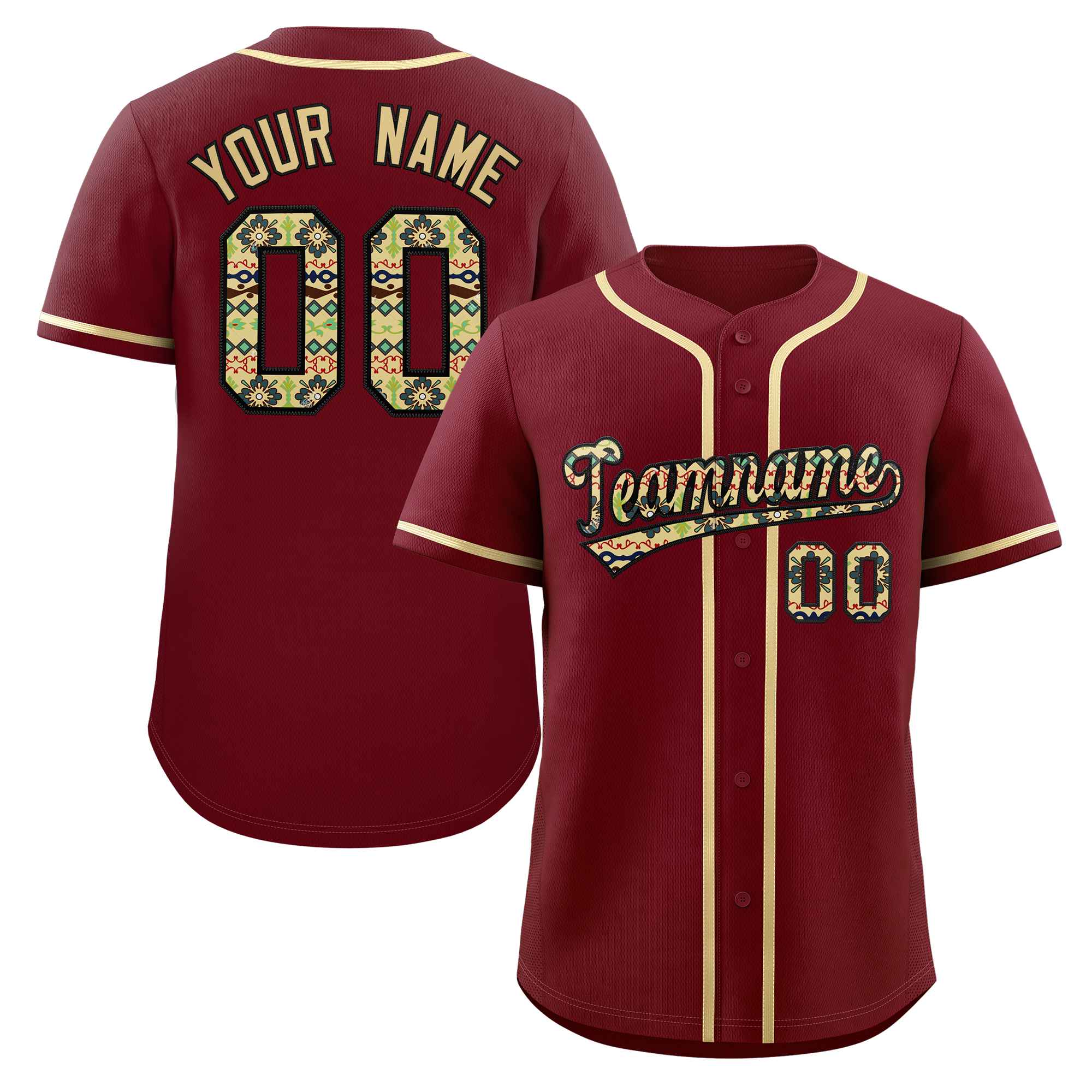 Custom Personalized Baseball Jersey Stitched Ethnic Pattern Name Number Sports Unifrom