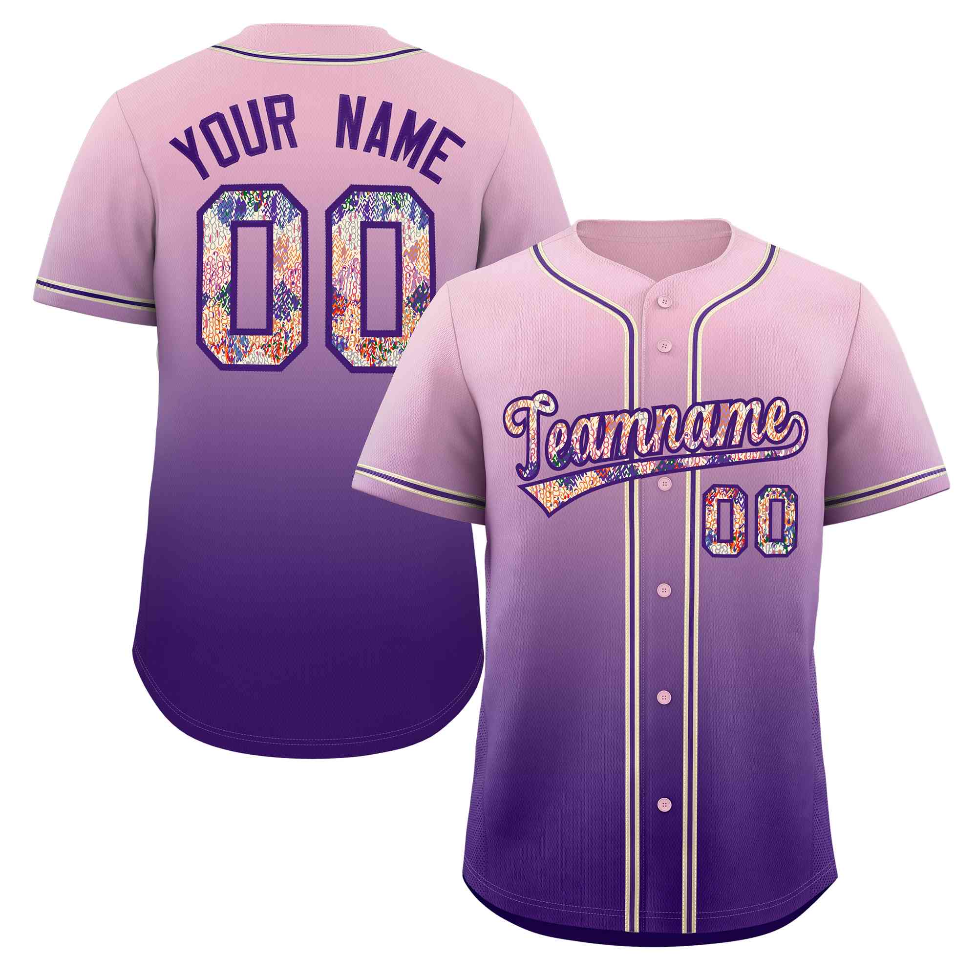 Custom Gradient Fashion Baseball Jersey Personalized Ethnic Pattern Name Number for Men Women Youth