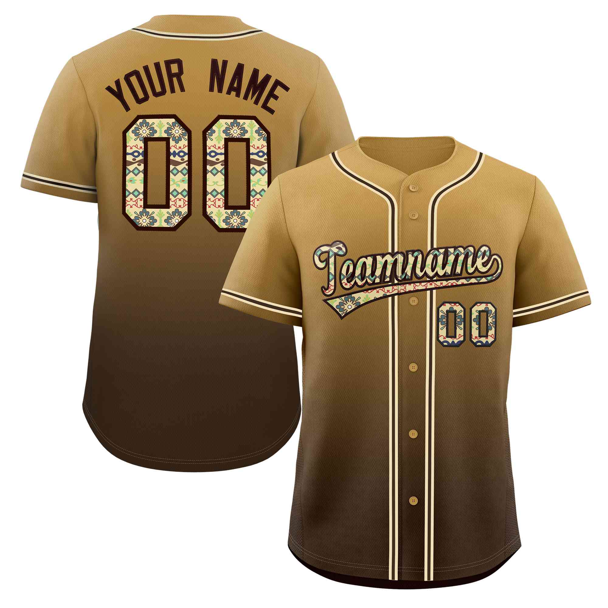 Custom Gradient Fashion Baseball Jersey Personalized Ethnic Pattern Name Number for Men Women Youth