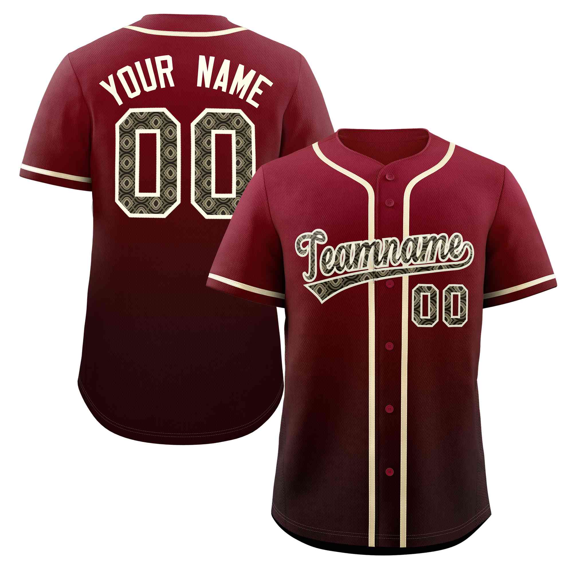 Custom Gradient Fashion Baseball Jersey Personalized Ethnic Pattern Name Number for Men Women Youth