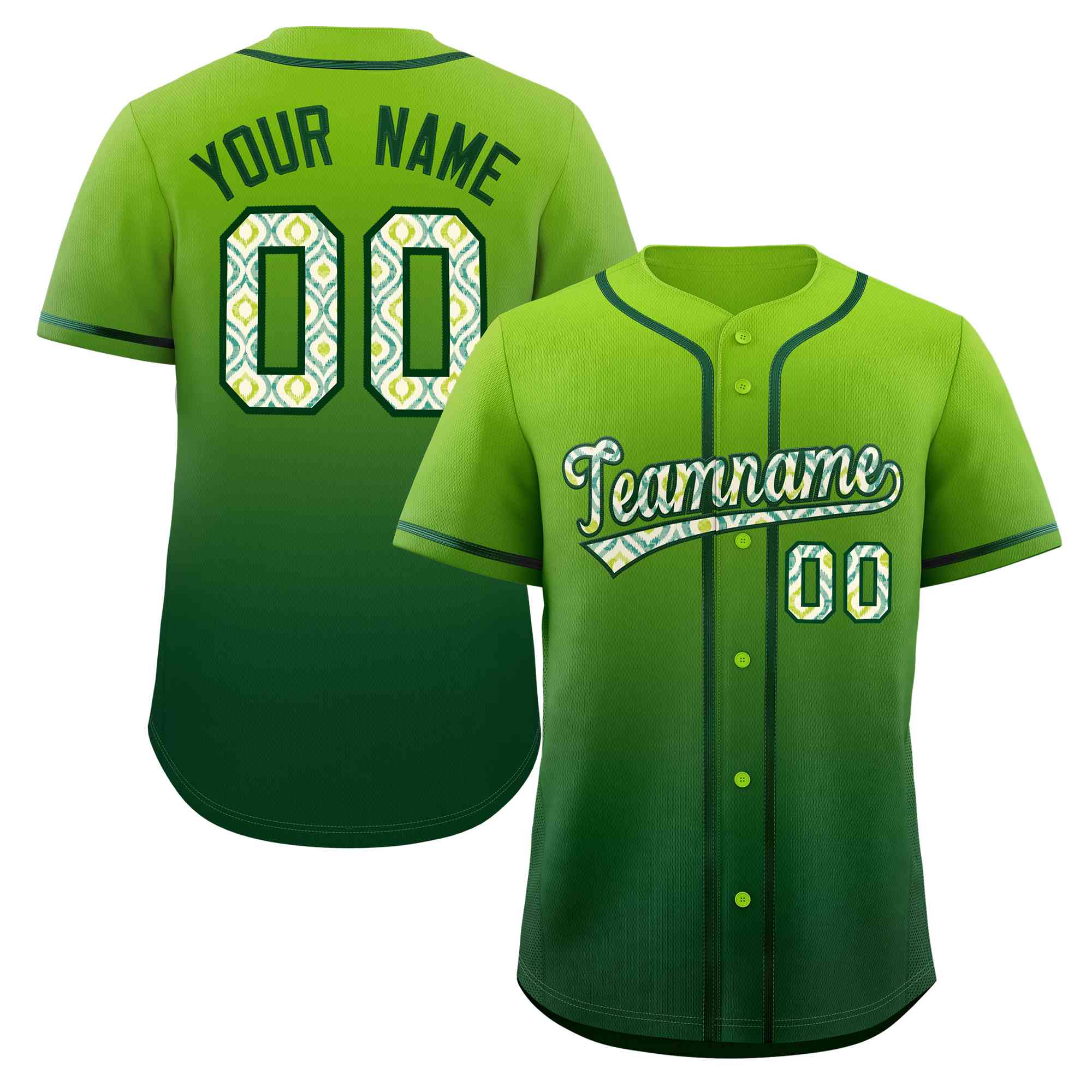 Custom Gradient Fashion Baseball Jersey Personalized Ethnic Pattern Name Number for Men Women Youth